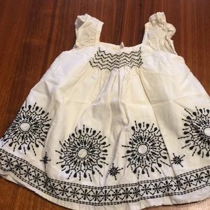 White baby gap dress with black embroidery